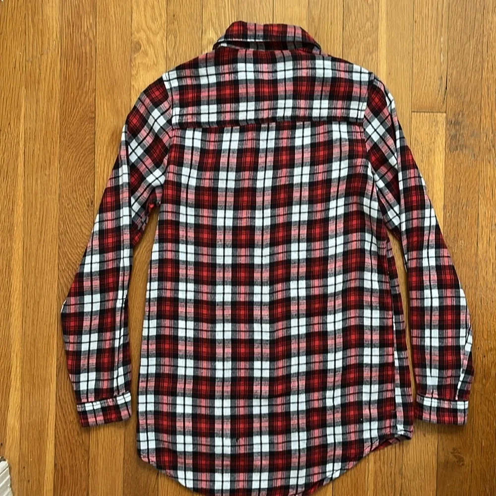 Japna 100% Cotton Flannel Button Down Shirt in Red Black & White Long Top - Picture 10 of 13